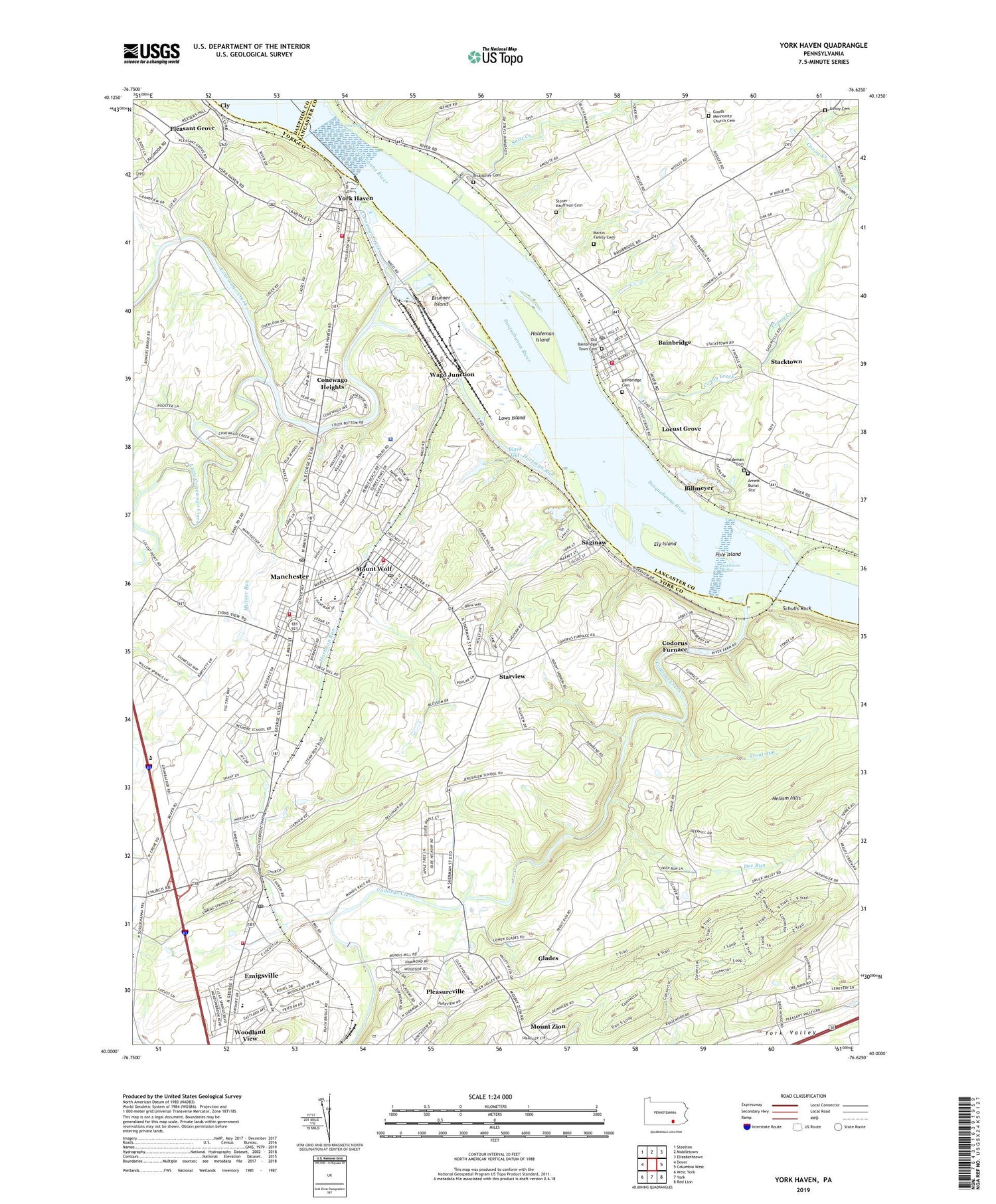 York Haven Pennsylvania US Topo Map Image