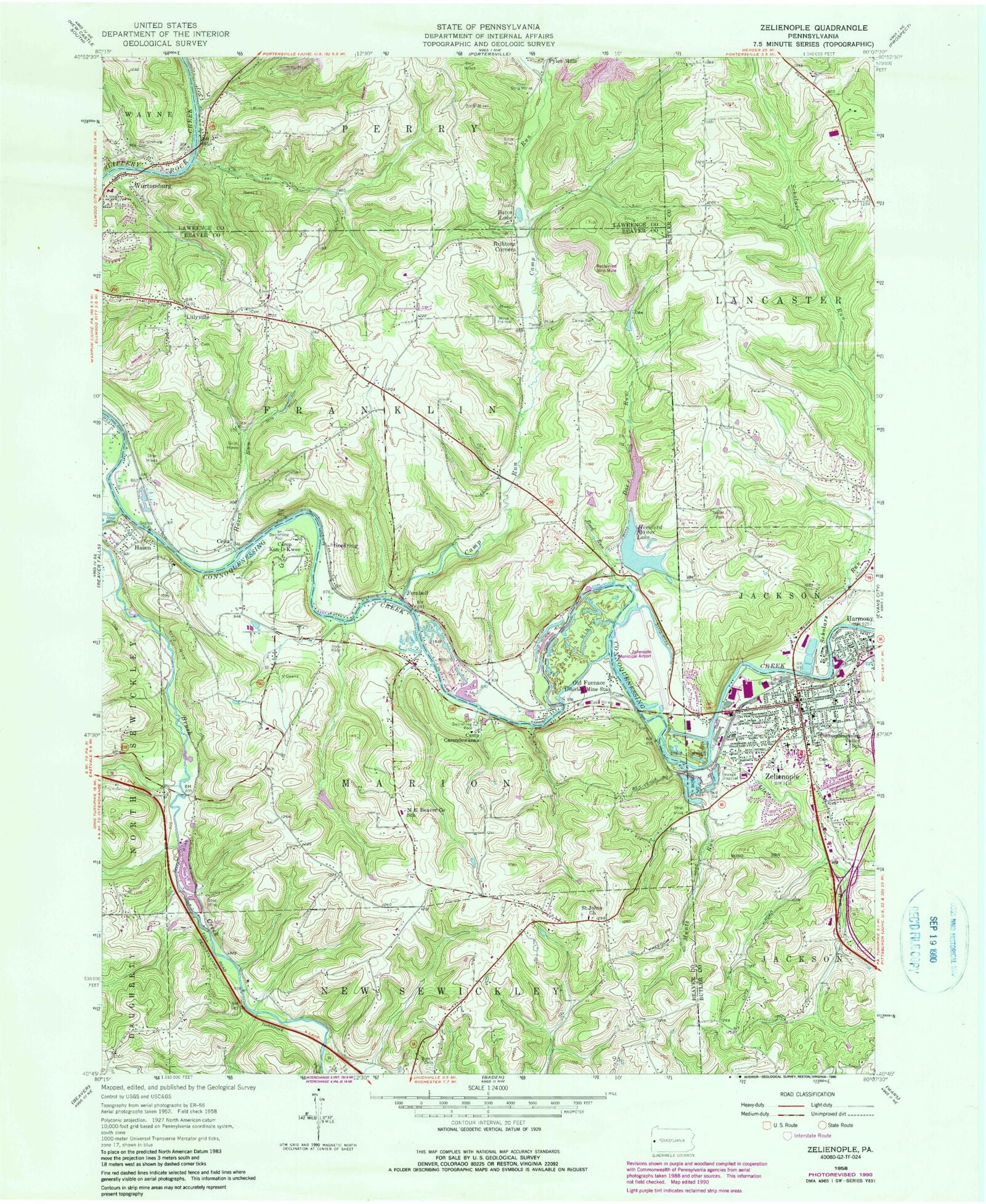 Classic USGS Zelienople Pennsylvania 7.5'x7.5' Topo Map – MyTopo