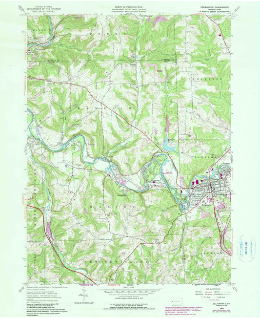 Classic USGS Zelienople Pennsylvania 7.5'x7.5' Topo Map Image