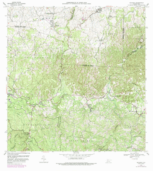 Classic USGS Bayaney Puerto Rico 7.5'x7.5' Topo Map Image