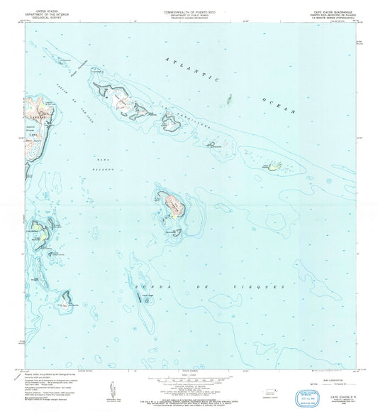 Classic USGS Cayo Icacos Puerto Rico 7.5'x7.5' Topo Map Image