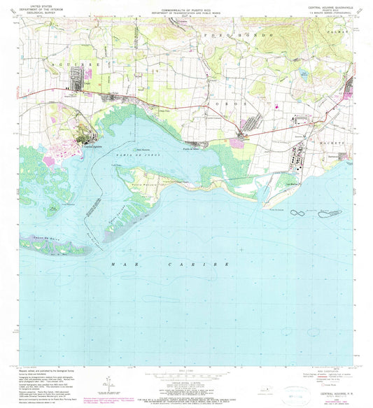 Classic USGS Central Aguirre Puerto Rico 7.5'x7.5' Topo Map Image
