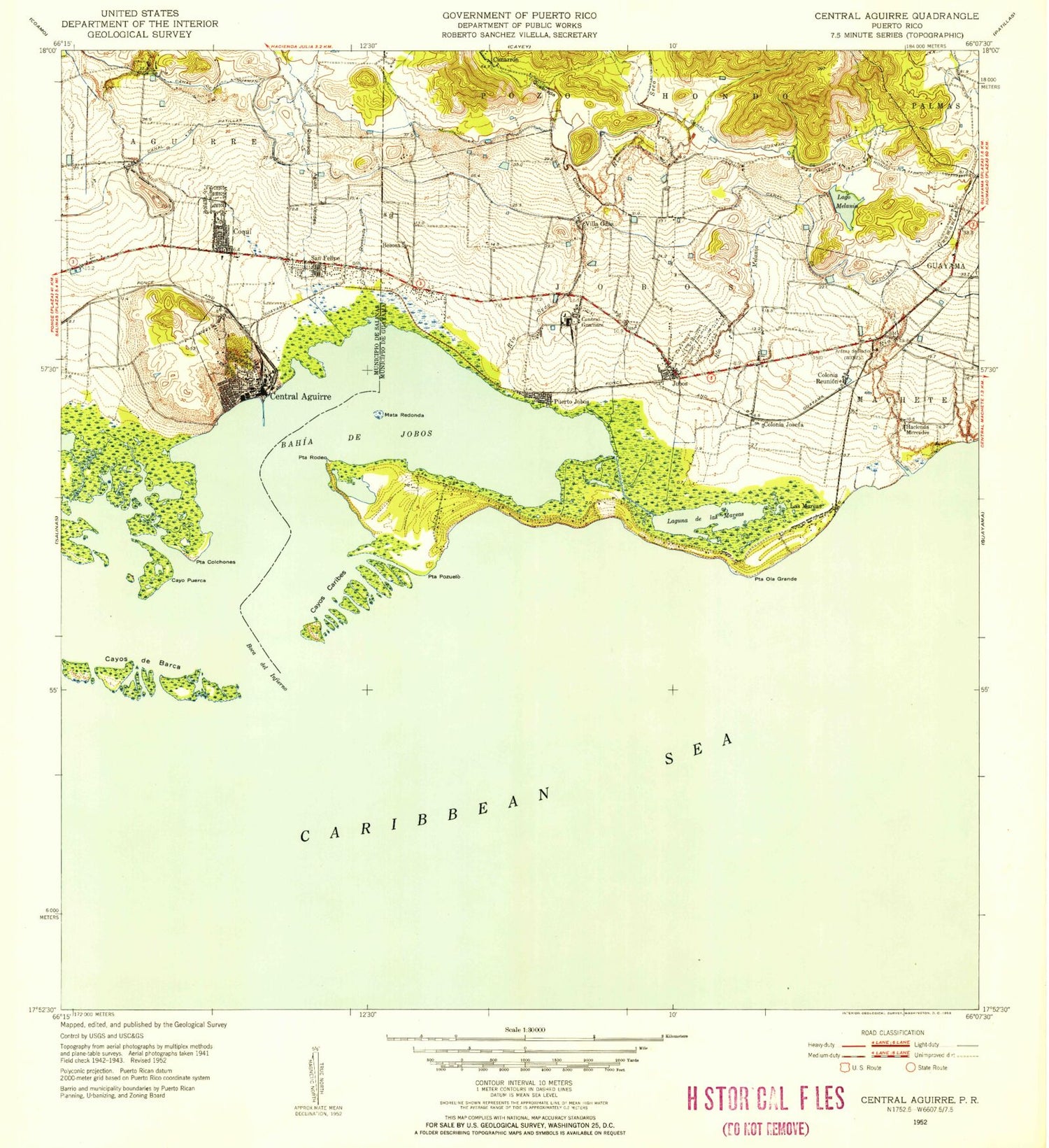 Classic USGS Central Aguirre Puerto Rico 7.5'x7.5' Topo Map Image