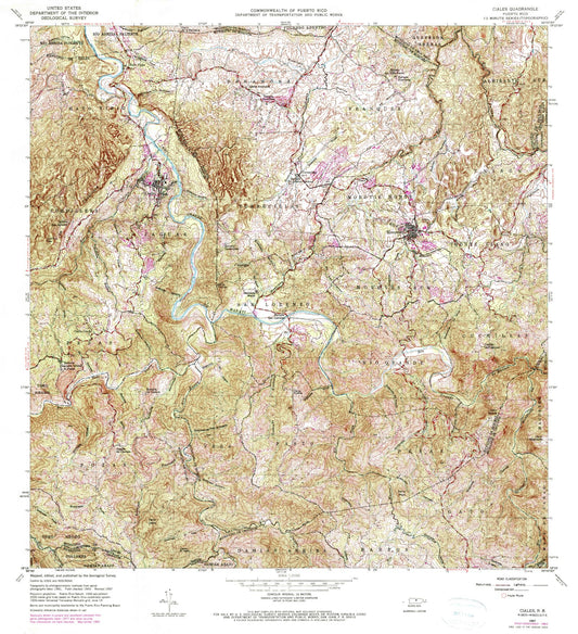 Classic USGS Ciales Puerto Rico 7.5'x7.5' Topo Map Image