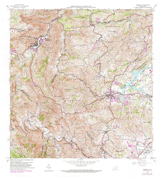 Classic USGS Comerio Puerto Rico 7.5'x7.5' Topo Map Image