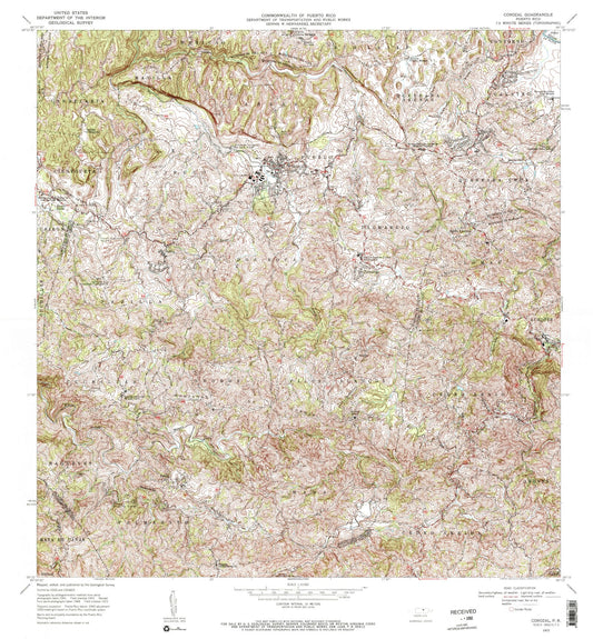 Classic USGS Corozal Puerto Rico 7.5'x7.5' Topo Map Image