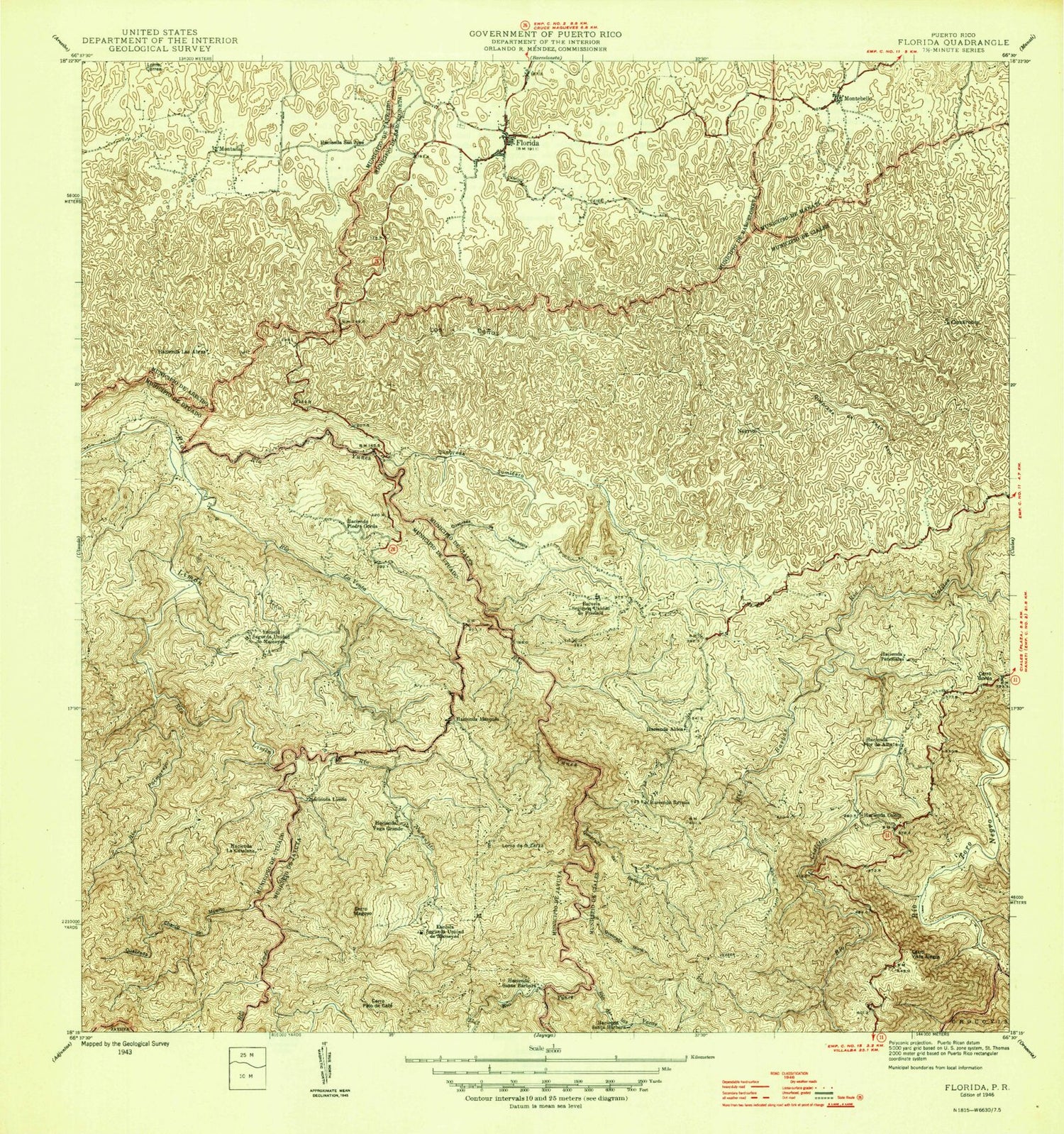 Classic USGS Florida Puerto Rico 7.5'x7.5' Topo Map Image