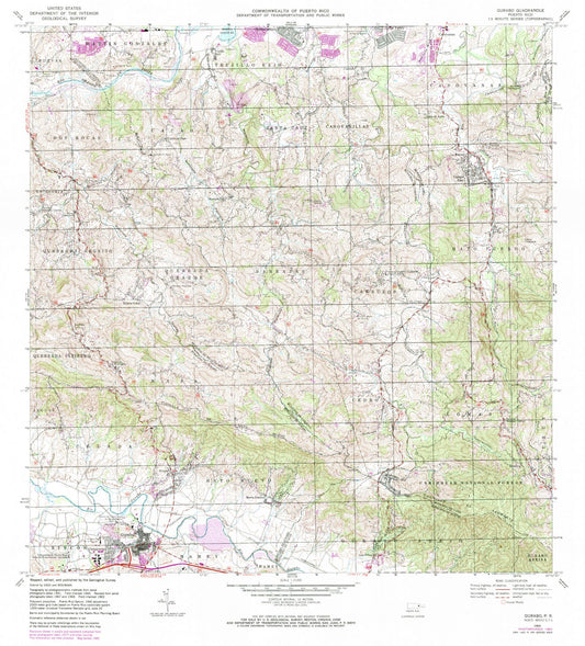 Classic USGS Gurabo Puerto Rico 7.5'x7.5' Topo Map Image