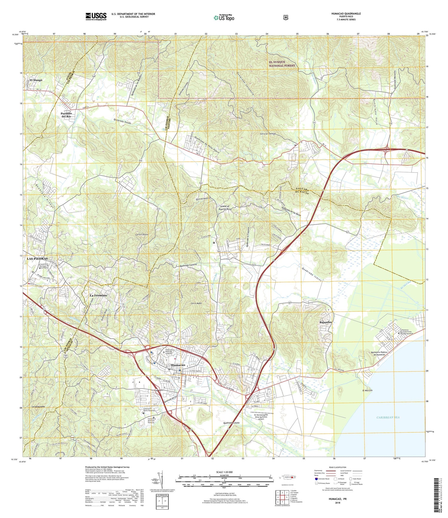 Humacao Puerto Rico US Topo Map Image