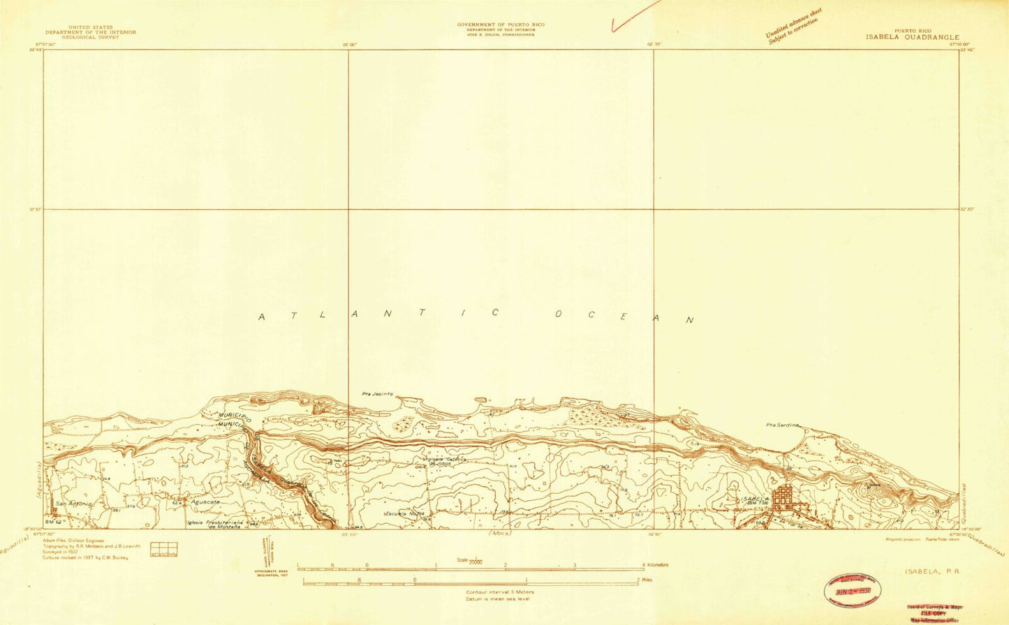 Classic USGS Isabela Puerto Rico 7.5'x7.5' Topo Map Image