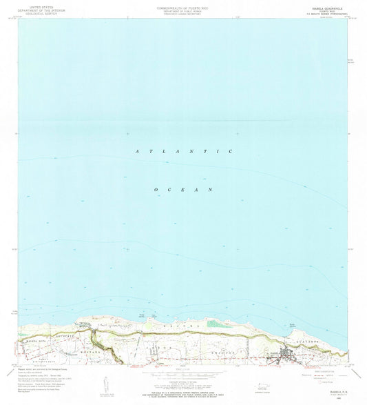Classic USGS Isabela Puerto Rico 7.5'x7.5' Topo Map Image