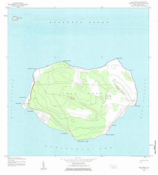 Classic USGS Isla de Mona Puerto Rico 7.5'x7.5' Topo Map Image