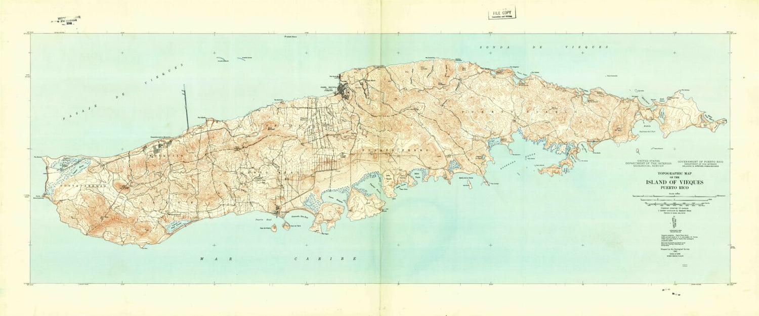 Classic USGS Isla De Vieques Puerto Rico 7.5'x7.5' Topo Map Image