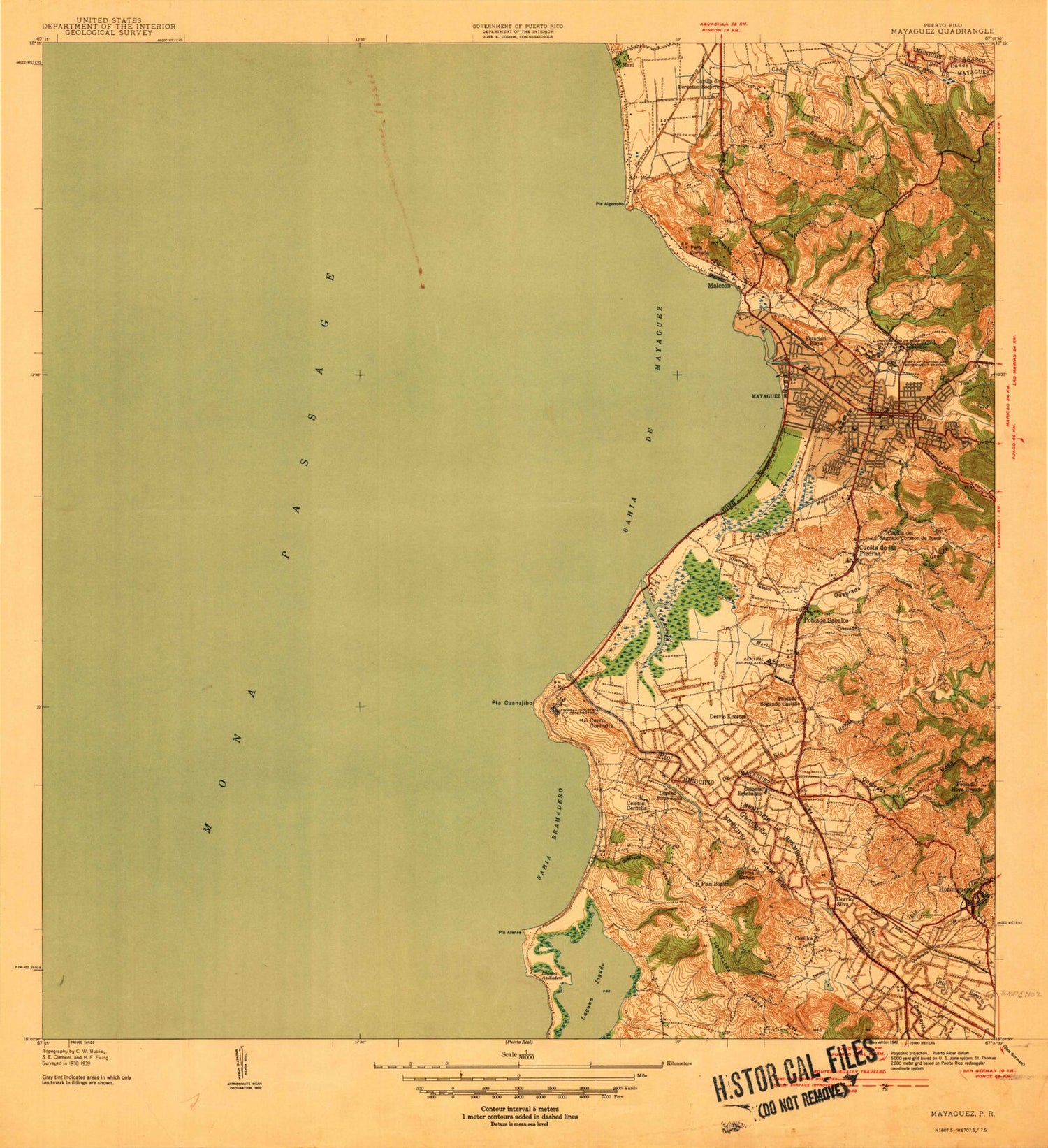 Classic USGS Mayaguez Puerto Rico 7.5'x7.5' Topo Map Image
