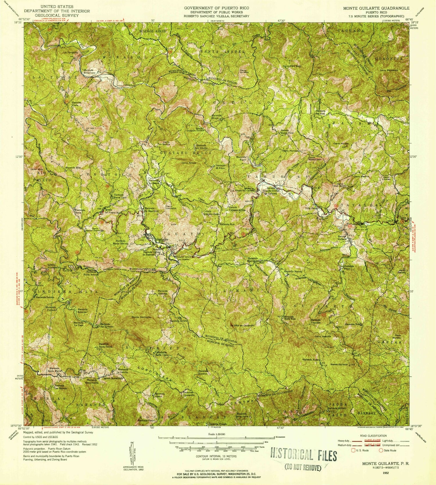 Classic USGS Monte Guilarte Puerto Rico 7.5'x7.5' Topo Map MyTopo Map