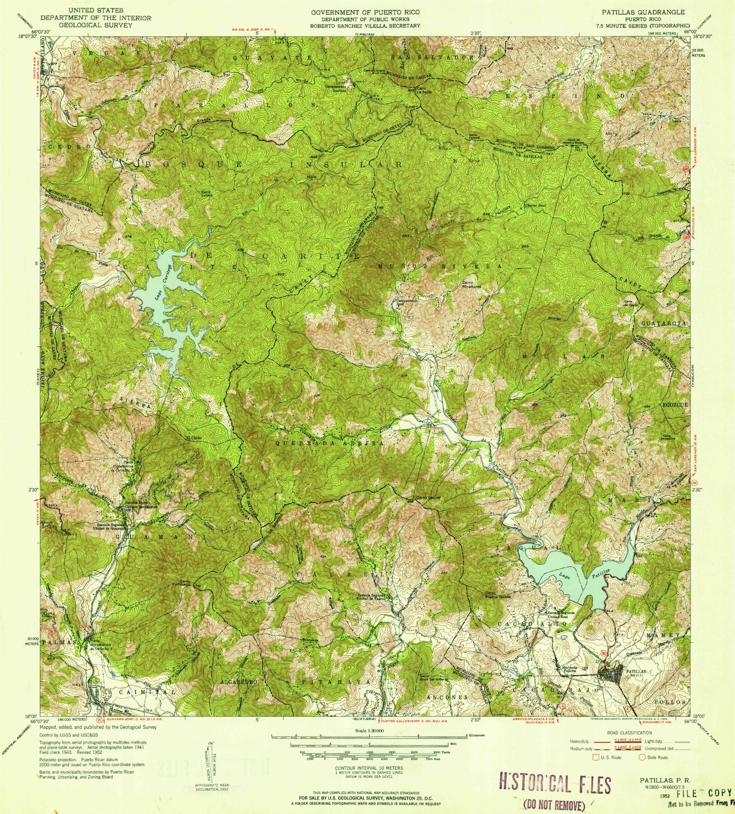 Classic USGS Patillas Puerto Rico 7.5'x7.5' Topo Map Image