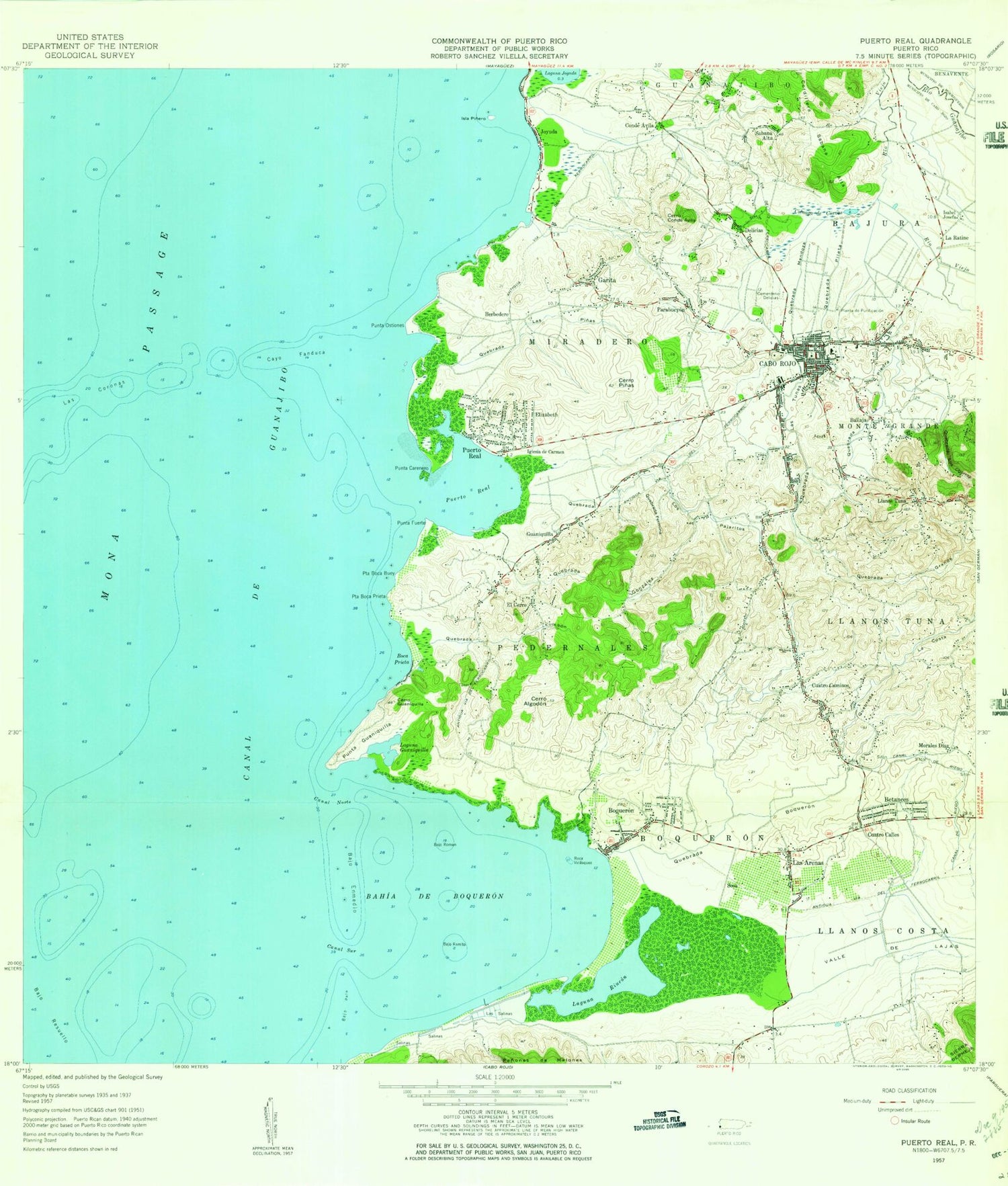 Classic USGS Puerto Real Puerto Rico 7.5'x7.5' Topo Map Image