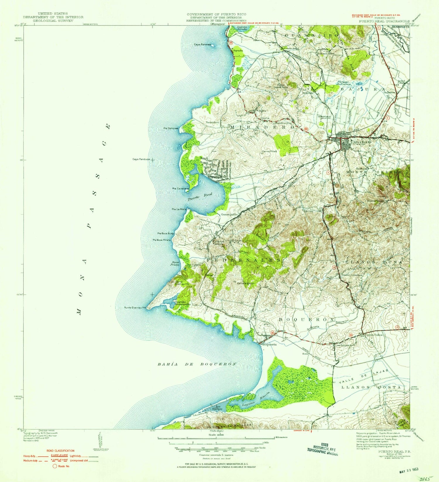 Classic USGS Puerto Real Puerto Rico 7.5'x7.5' Topo Map Image
