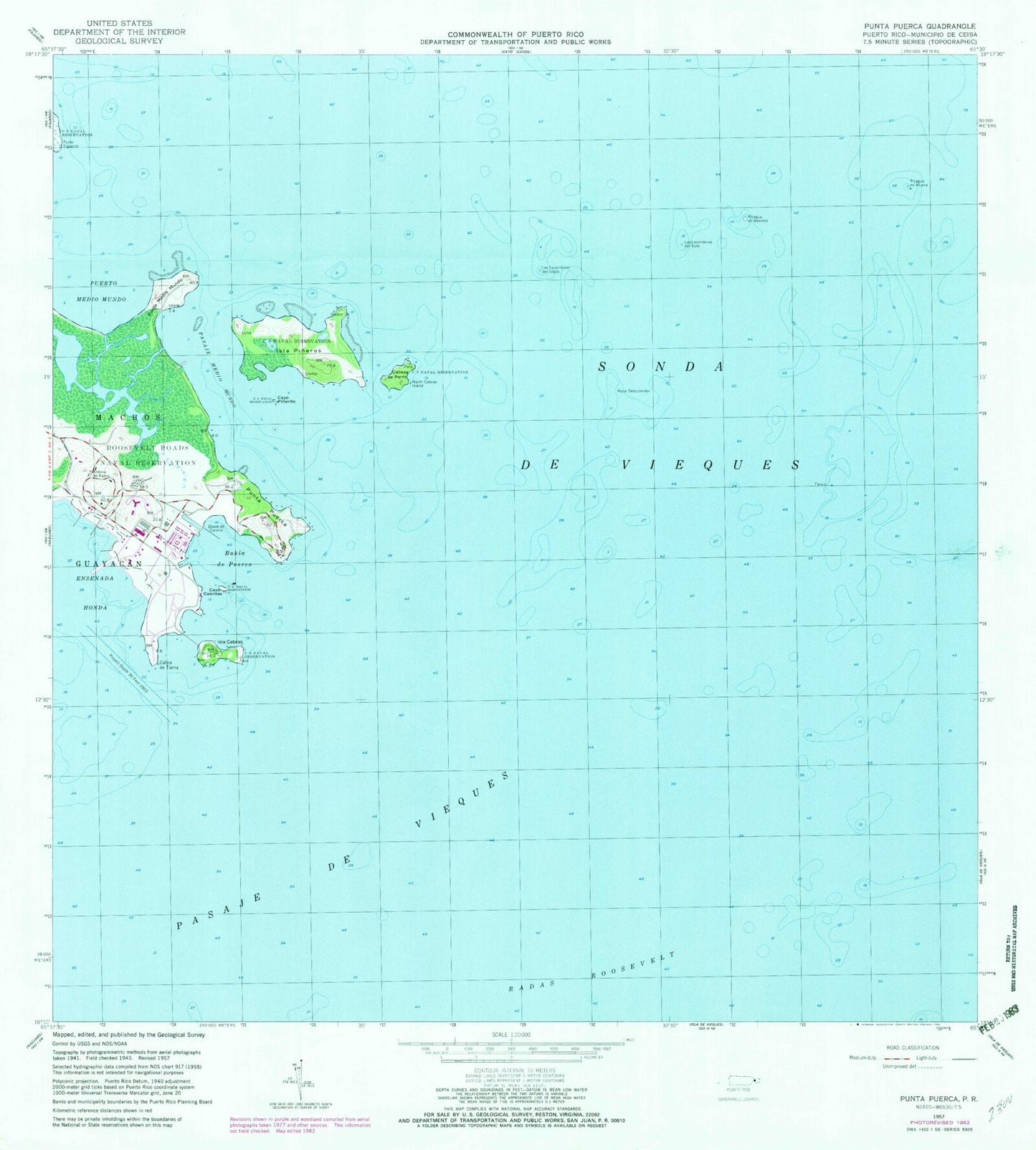 Classic USGS Punta Puerca Puerto Rico 7.5'x7.5' Topo Map Image