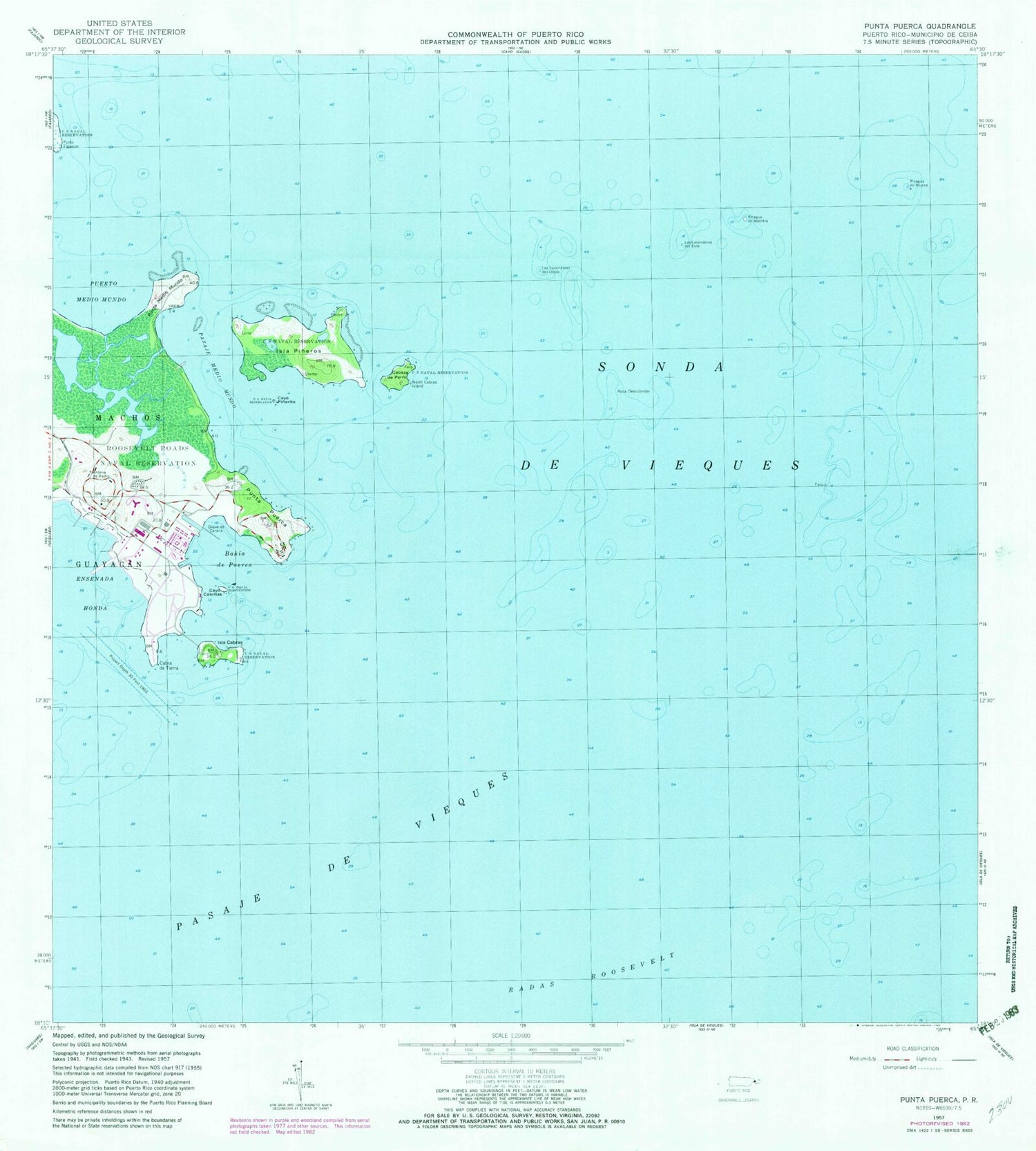 Classic USGS Punta Puerca Puerto Rico 7.5'x7.5' Topo Map Image