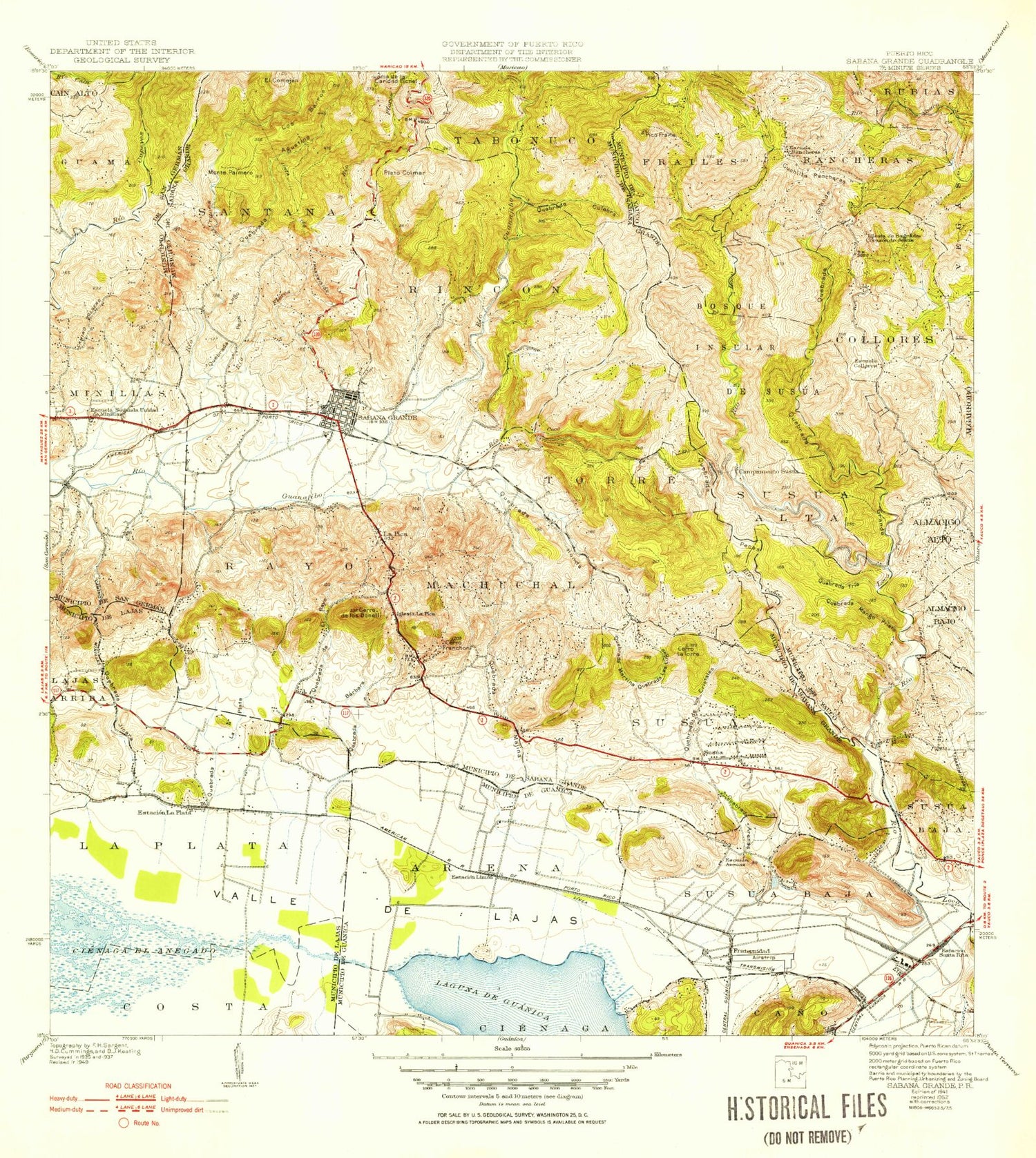 Classic USGS Sabana Grande Puerto Rico 7.5'x7.5' Topo Map Image