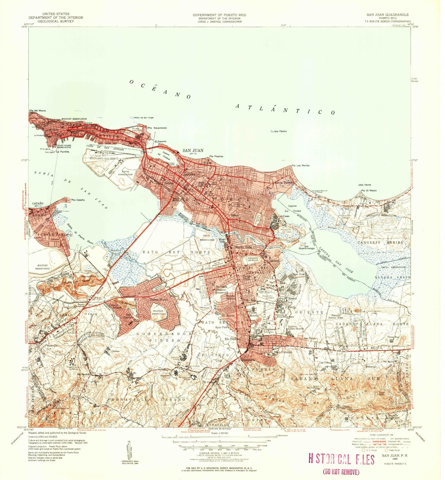 Classic USGS San Juan Puerto Rico 7.5'x7.5' Topo Map Image