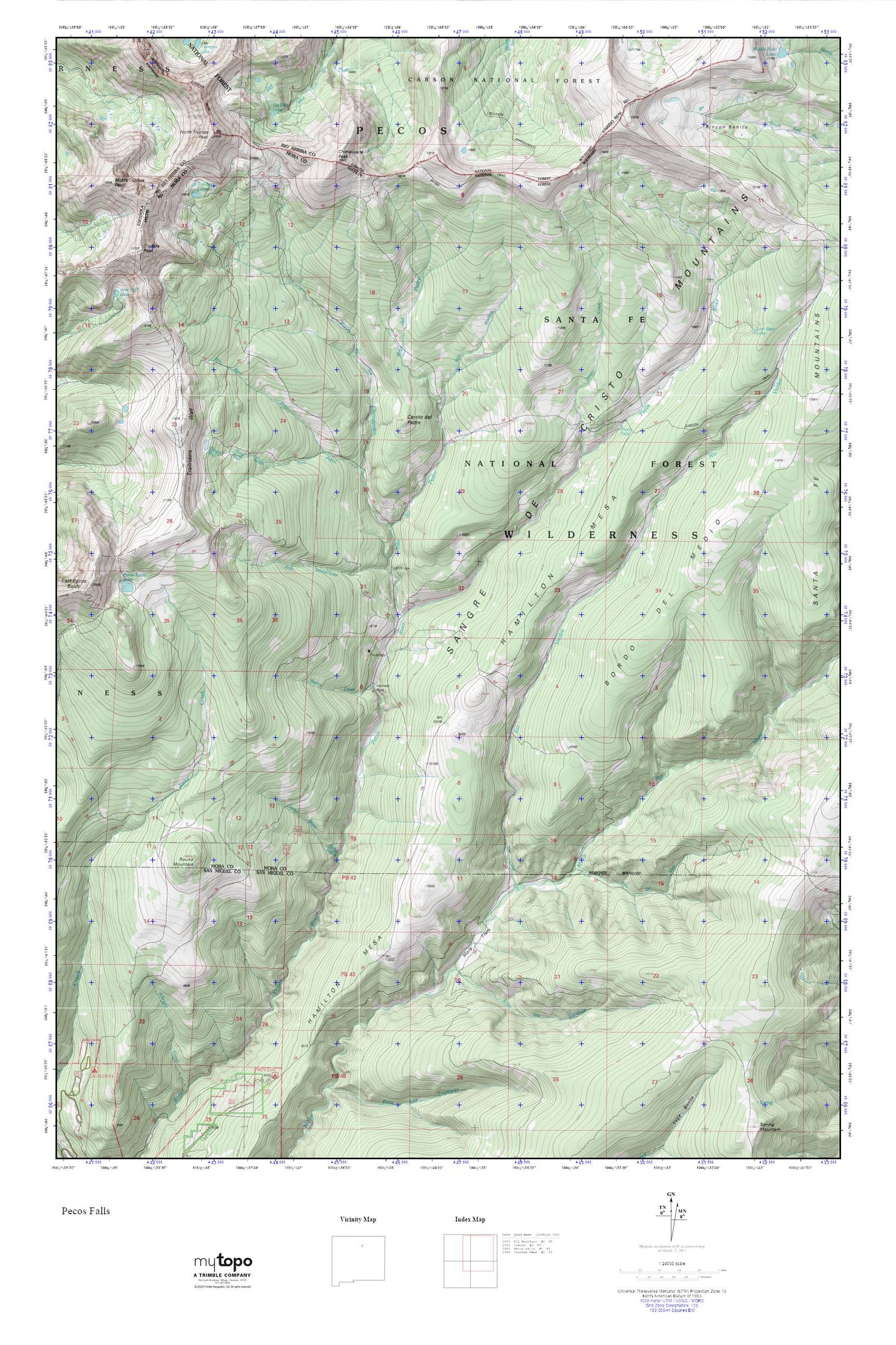 Pecos Falls MyTopo Explorer Series Map Image