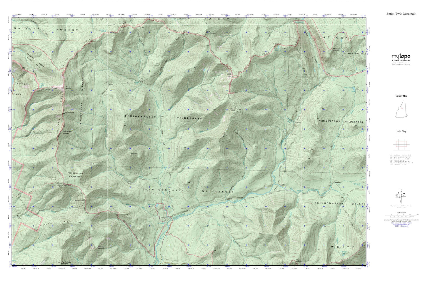 Pemigewasset Wilderness MyTopo Explorer Series Map Image