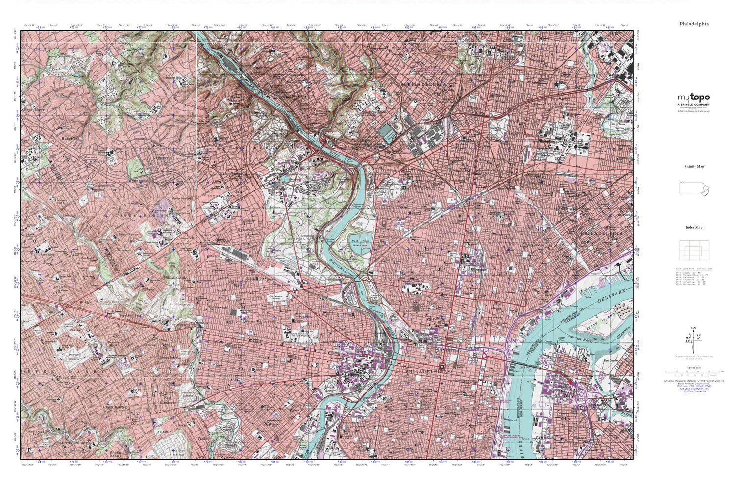 Philadelphia MyTopo Explorer Series Map Image