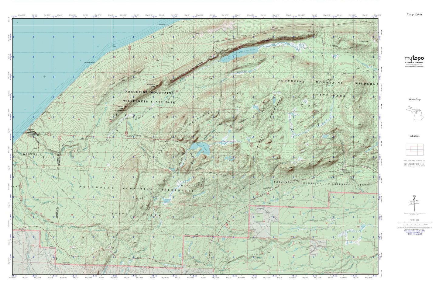 Porcupine Mountains MyTopo Explorer Series Map Image