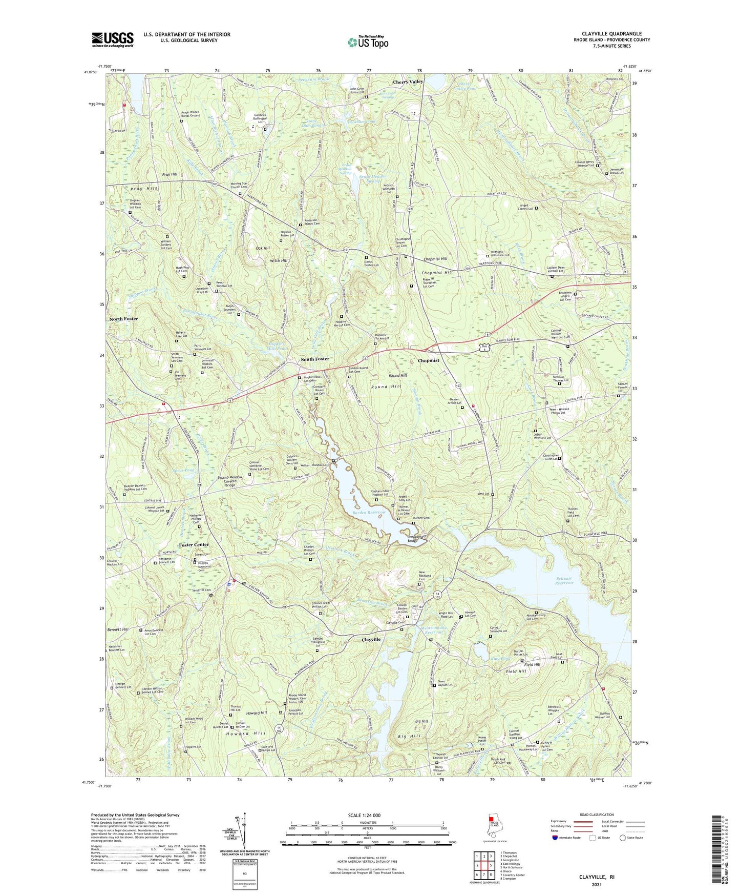 Clayville Rhode Island US Topo Map Image