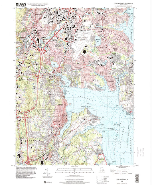Classic USGS East Greenwich Rhode Island 7.5'x7.5' Topo Map Image
