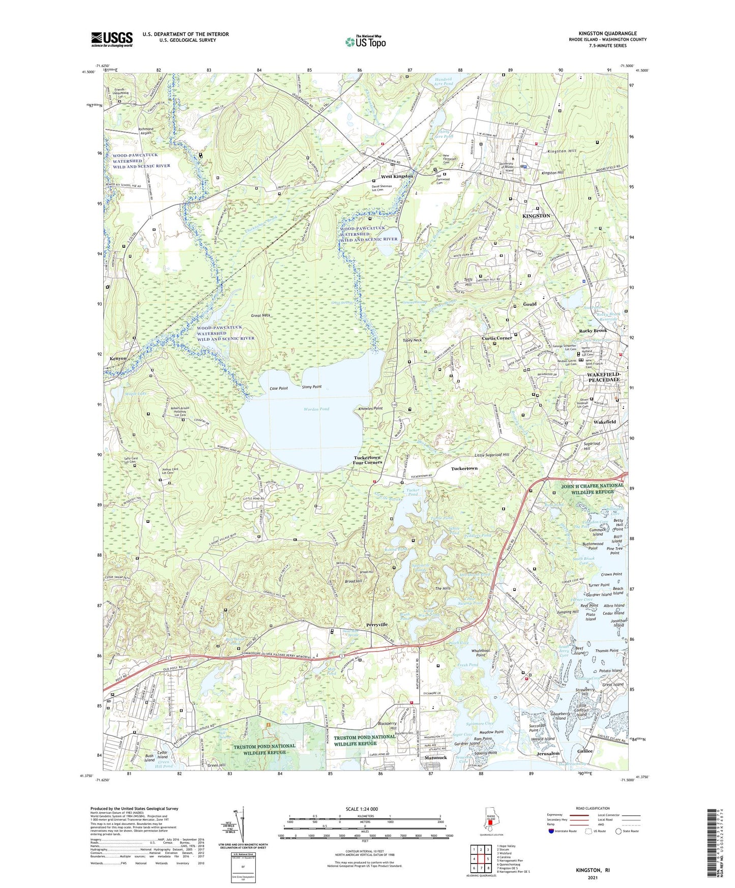 Kingston Rhode Island US Topo Map Image