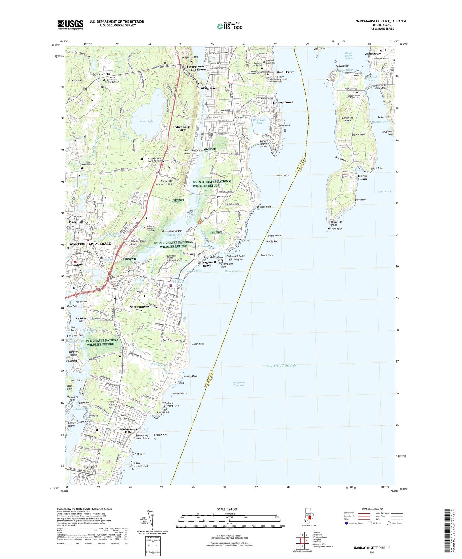 Narragansett Pier Rhode Island US Topo Map Image