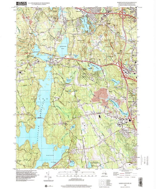 Classic USGS North Scituate Rhode Island 7.5'x7.5' Topo Map Image