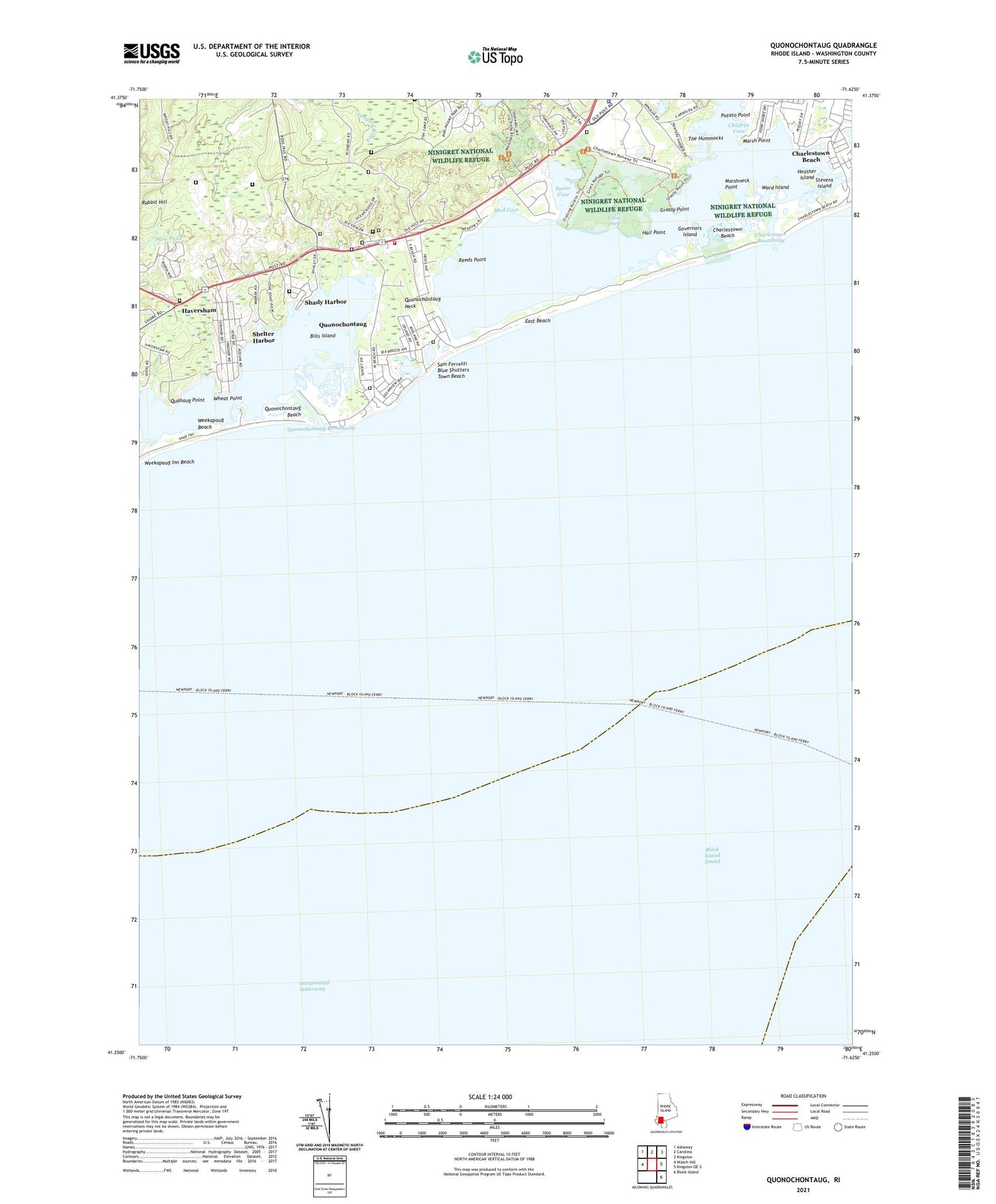 Quonochontaug Rhode Island US Topo Map Image