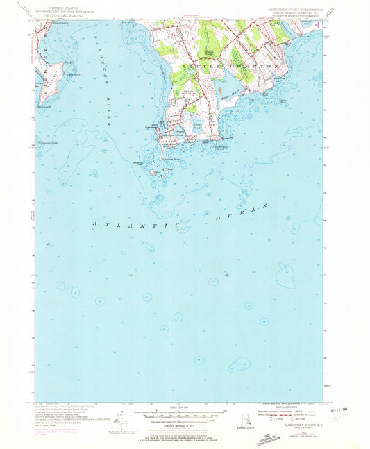 Classic USGS Sakonnet Point Rhode Island 7.5'x7.5' Topo Map Image