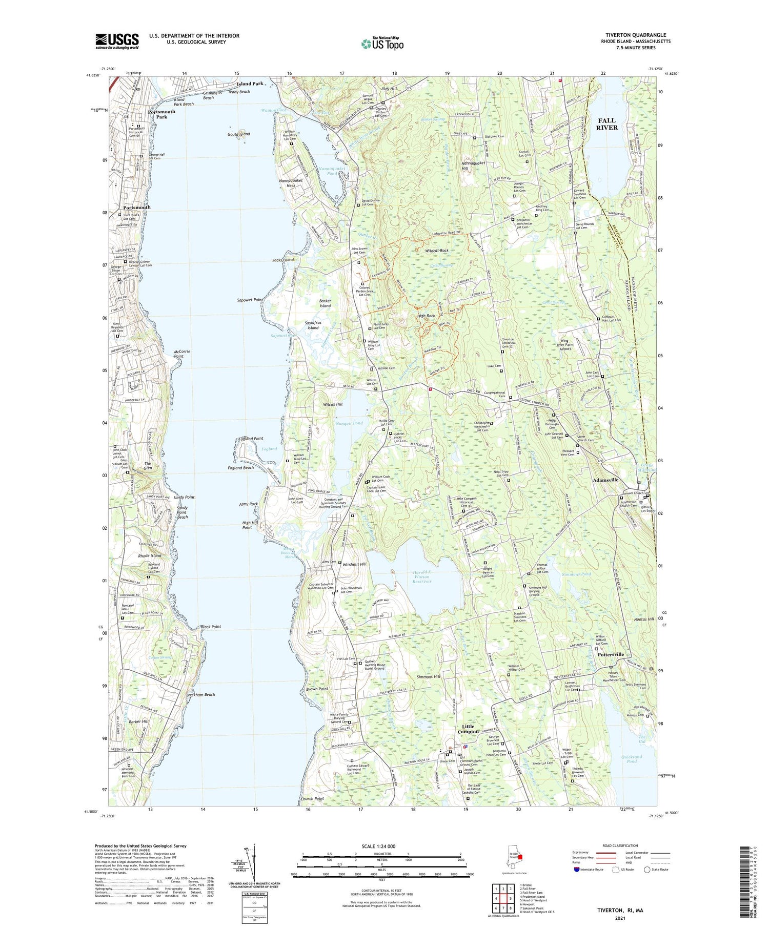 Tiverton Rhode Island US Topo Map Image