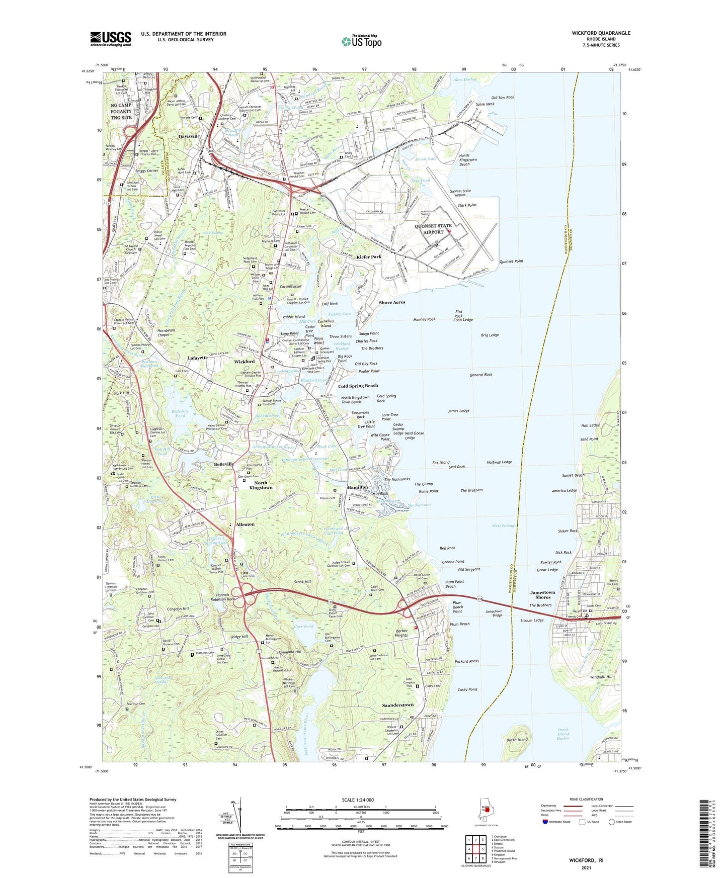 Wickford Rhode Island US Topo Map Image