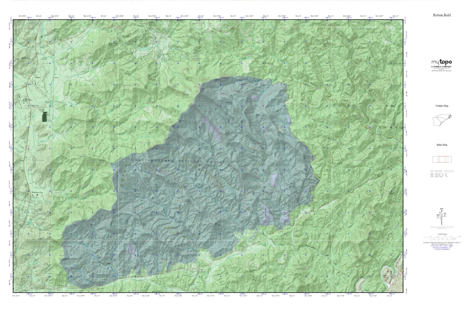 Rabun Bald MyTopo Explorer Series Map Image