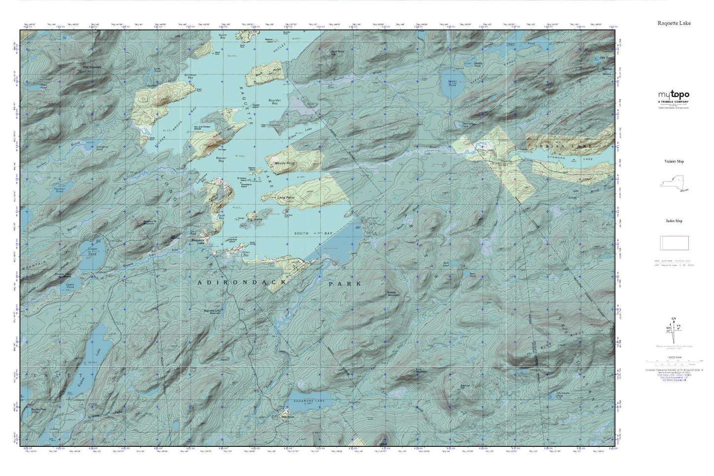 Raquette Lake MyTopo Explorer Series Map Image