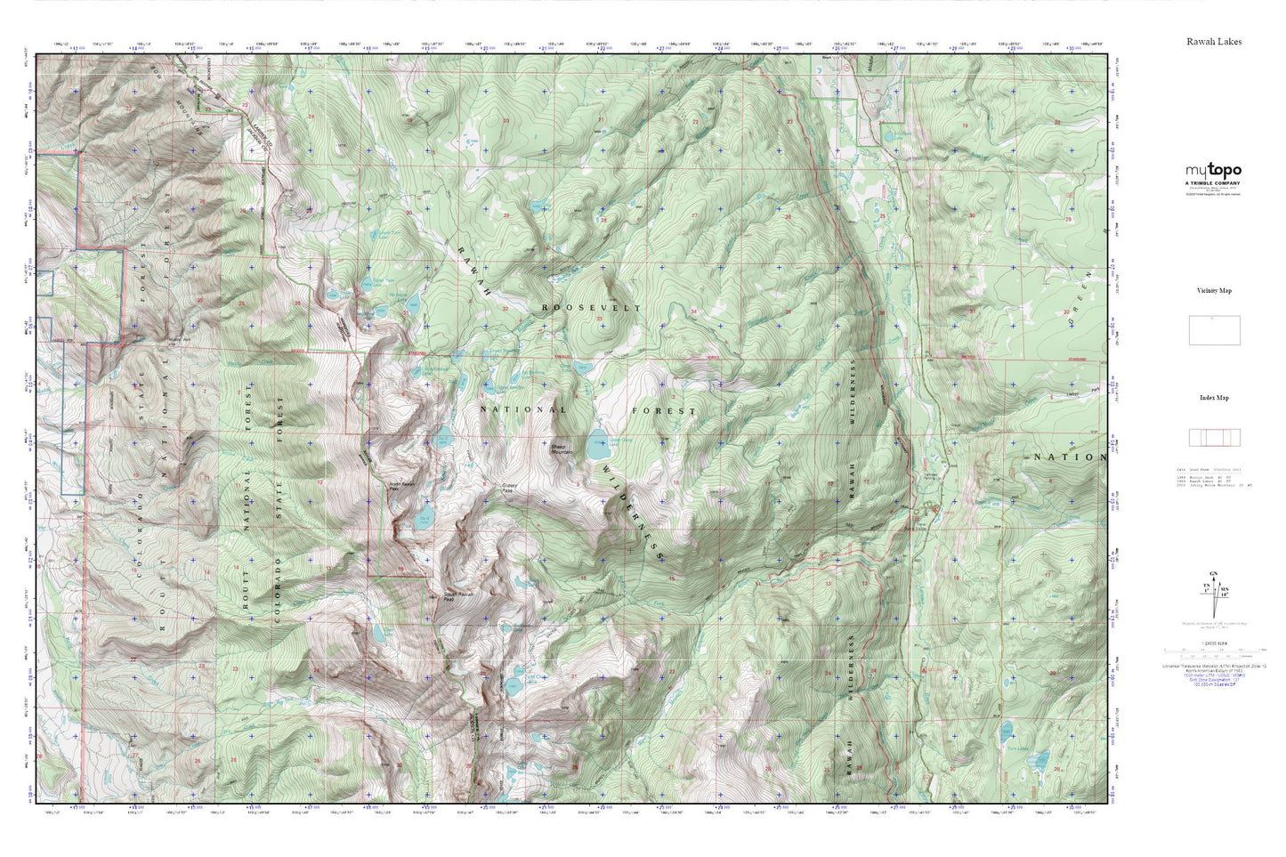 Rawah Lakes MyTopo Explorer Series Map Image