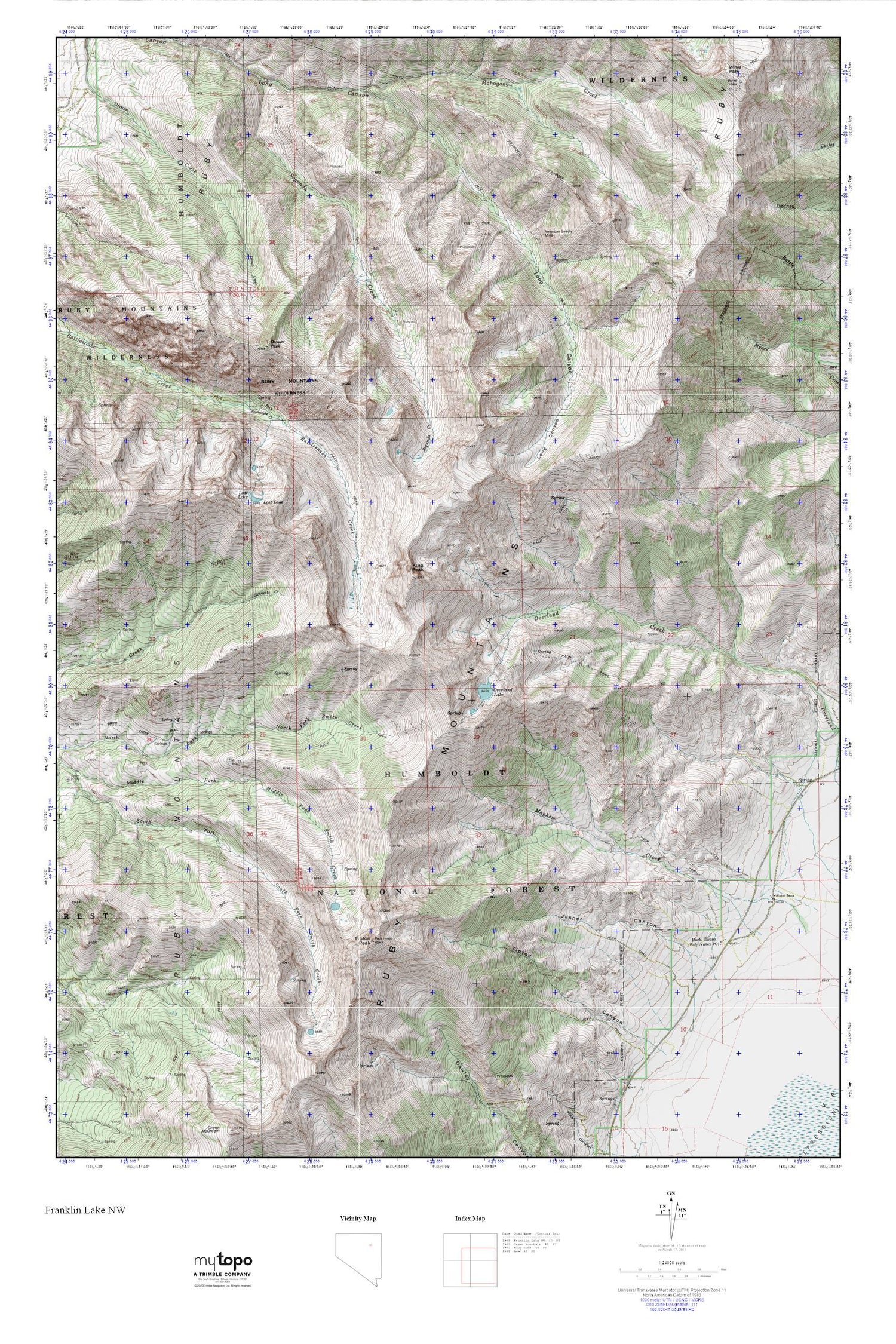 Ruby Crest Trail MyTopo Explorer Series Map Image