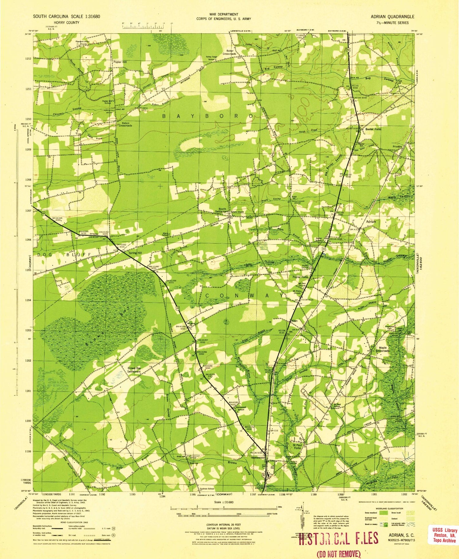 Classic USGS Adrian South Carolina 7.5'x7.5' Topo Map Image