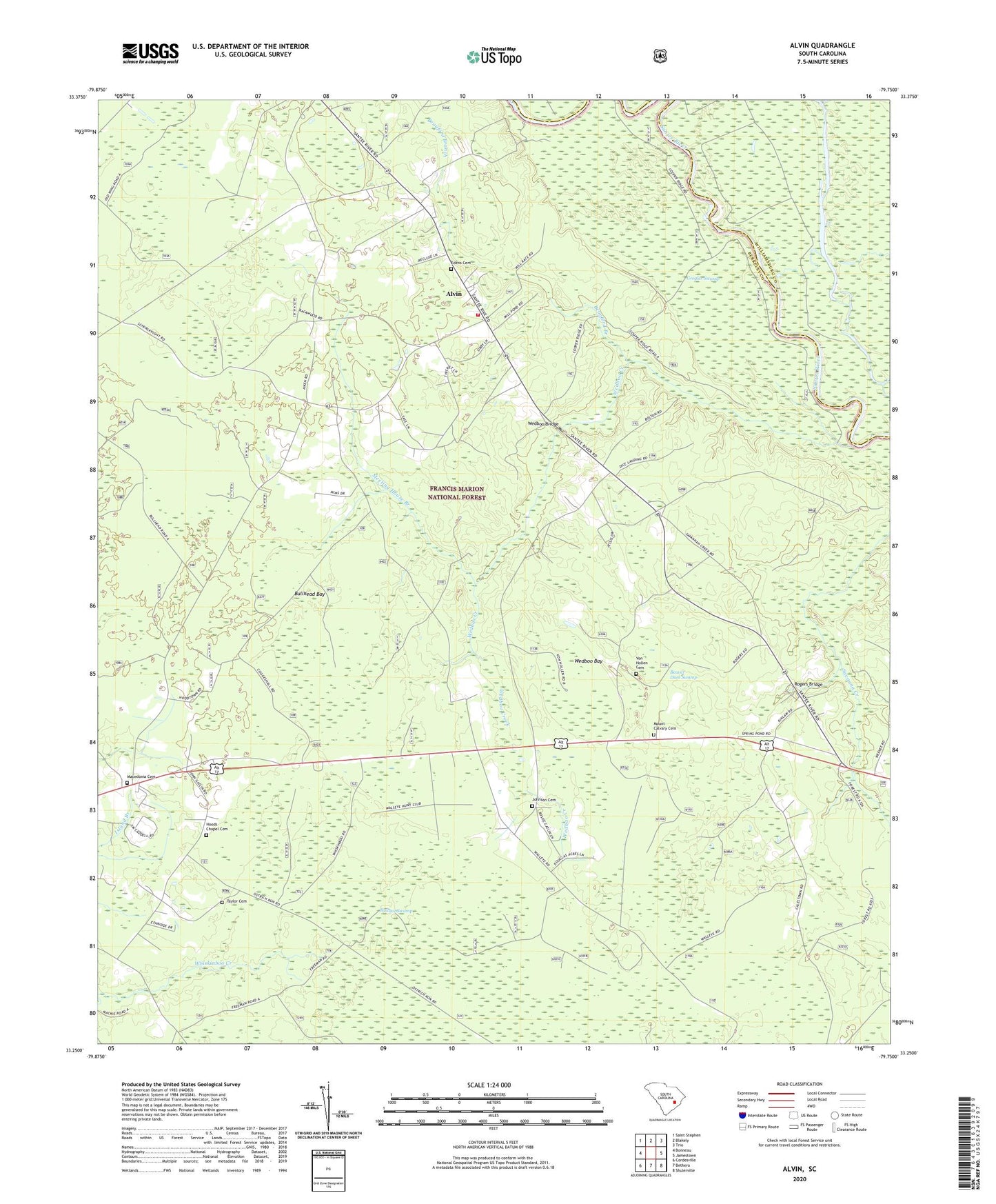 Alvin South Carolina US Topo Map Image