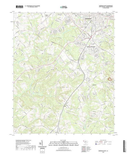 Anderson South South Carolina US Topo Map Image