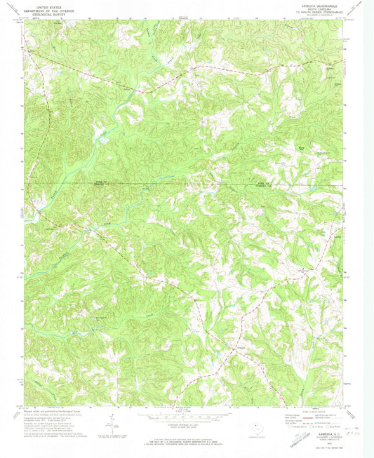 Classic USGS Armenia South Carolina 7.5'x7.5' Topo Map Image