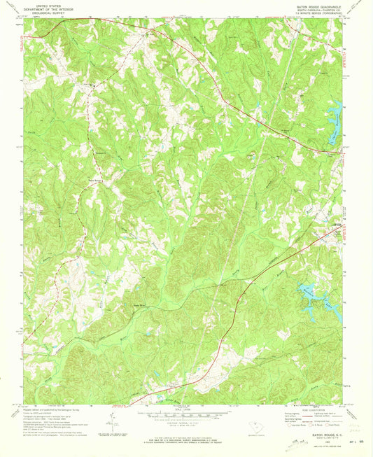 Classic USGS Baton Rouge South Carolina 7.5'x7.5' Topo Map Image