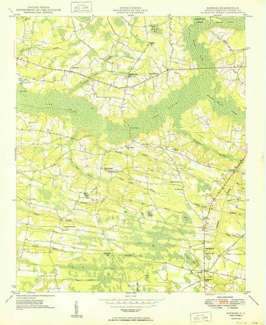Classic USGS Bayboro South Carolina 7.5'x7.5' Topo Map Image