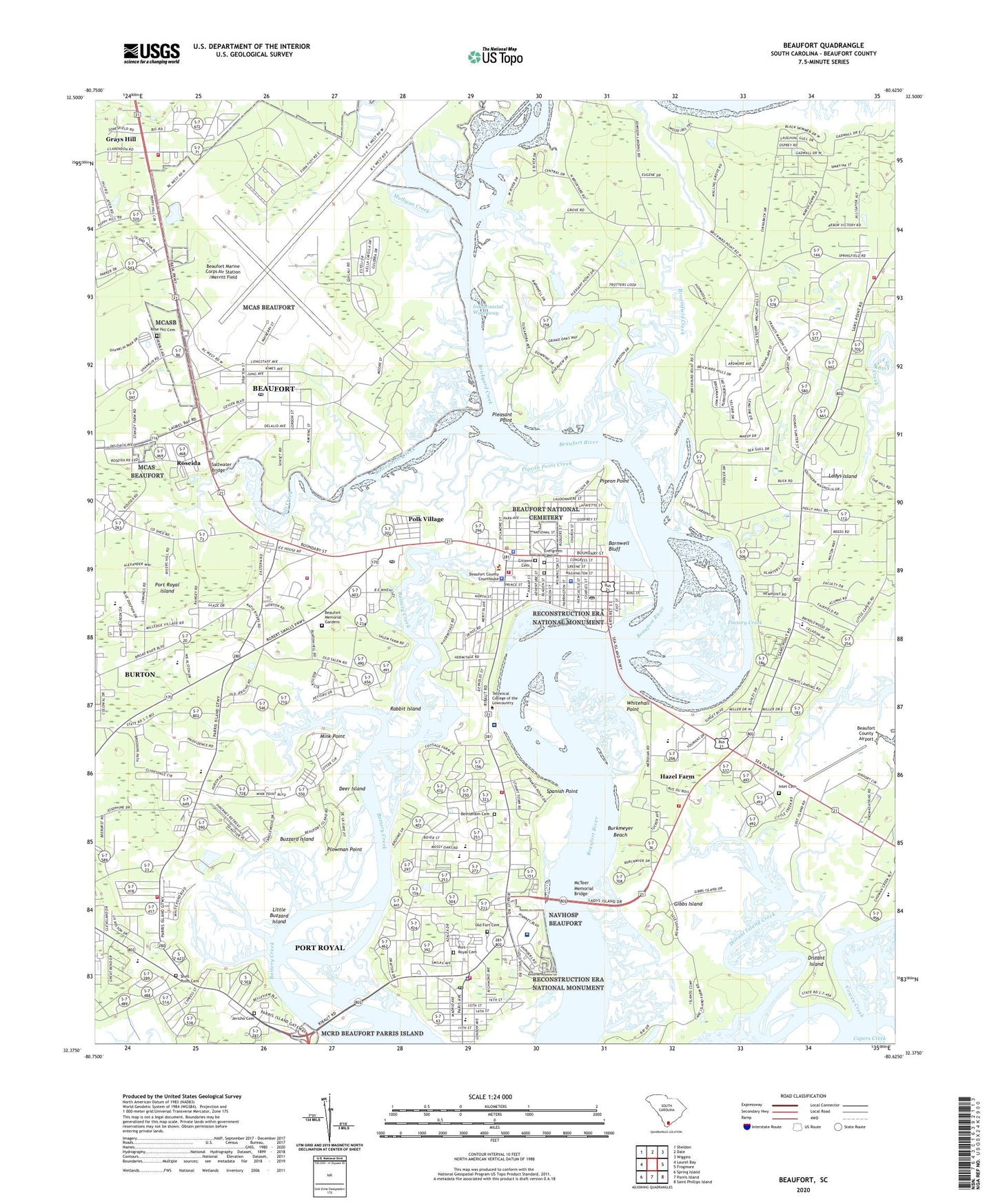 Beaufort South Carolina US Topo Map Image